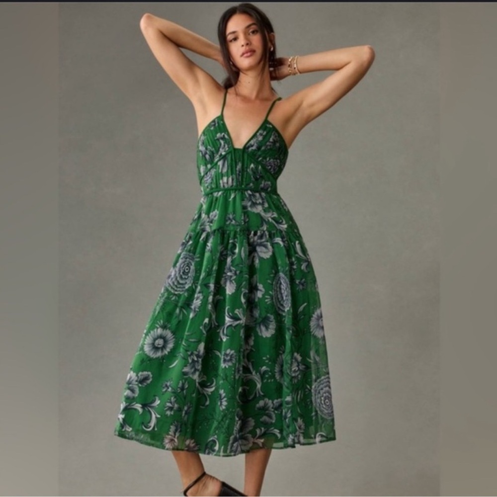 Anthropologie Green Penny Dress